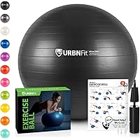 URBNFit Exercise Ball (Multiple Sizes) for Fitness, Stability, Balance & Yoga - Workout Guide & Quick Pump Included - Anti Burst Professional Quality Design