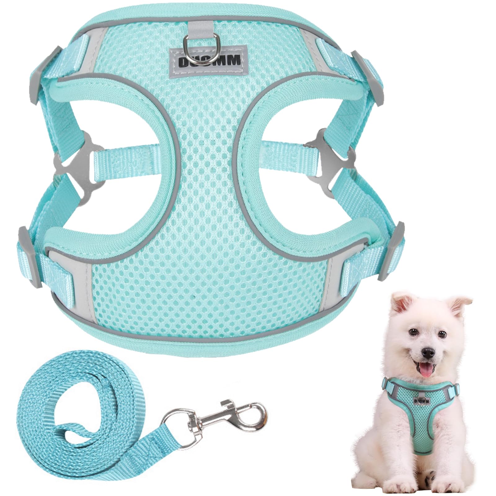 Ledeak No Pull Harness for Dogs, Breathable Mesh Step in Dog Harness, Adjustable Dog Harnesses, Dog Vest Harness with Reflective Strip, Lightweight Dog Harness for Small Medium Large Dogs (Green, S)