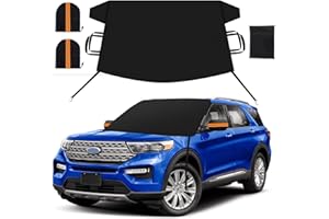 FXUP Car Windshield Cover for ice and Snow Double Fixing Easy Removal Windshield Snow Cover Protector with Side Mirror Cover Windproof Sunshade Cover for Cars, SUVs, Trucks, Vans (75"x47")
