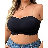 USEASY Strapless Push Up Bras for Women Large Bust Scalloped Wireless Everyday Bra Full Coverage Bandeau Bras