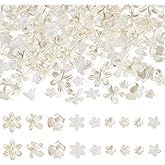 270 Pcs Imitation Pearl Flower Beads White Floral Bead Caps Acrylic Flower Petal Beads for Women Earrings Bracelets Valentine Gift