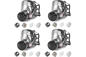 AMZYXUAN Gas Masks Survival Nuclear and Chemical - 4Pack Full Face Gas Mask with 40mm Activated Carbon Filter & 6001 Filter - Reusable Respirator Mask for Chemicals Gases Vapors Paint Dust