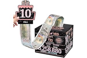 TOYEISHI Money Gift Box, 10th Birthday Decorations For Girl, Birthday Gifts For 10 Year Old Girls with 100Pcs Transparent Bags - Black & Rose Gold