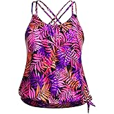 Holipick Plus Size Tankini Tops for Women Blouson Tummy Control Swim top Loose Fit Bathing Suit Top No Bottom