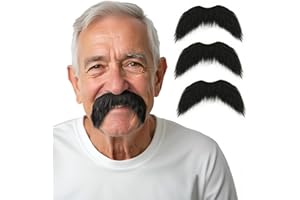 LCKELLONG 3 Pcs DIY Self Adhesive Fake Mustache and Eyebrows Set Fake Beard Novelty Mustaches for Funny Costume and Halloween