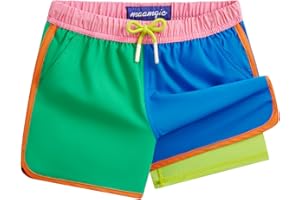 maamgic Boys Swim Trunks with Compression Liner Vintage Swim Shorts Toddler Swimsuit