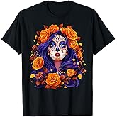 De Los Muertos La Catrina Day of The Dead Sugar Skull Women T-Shirt