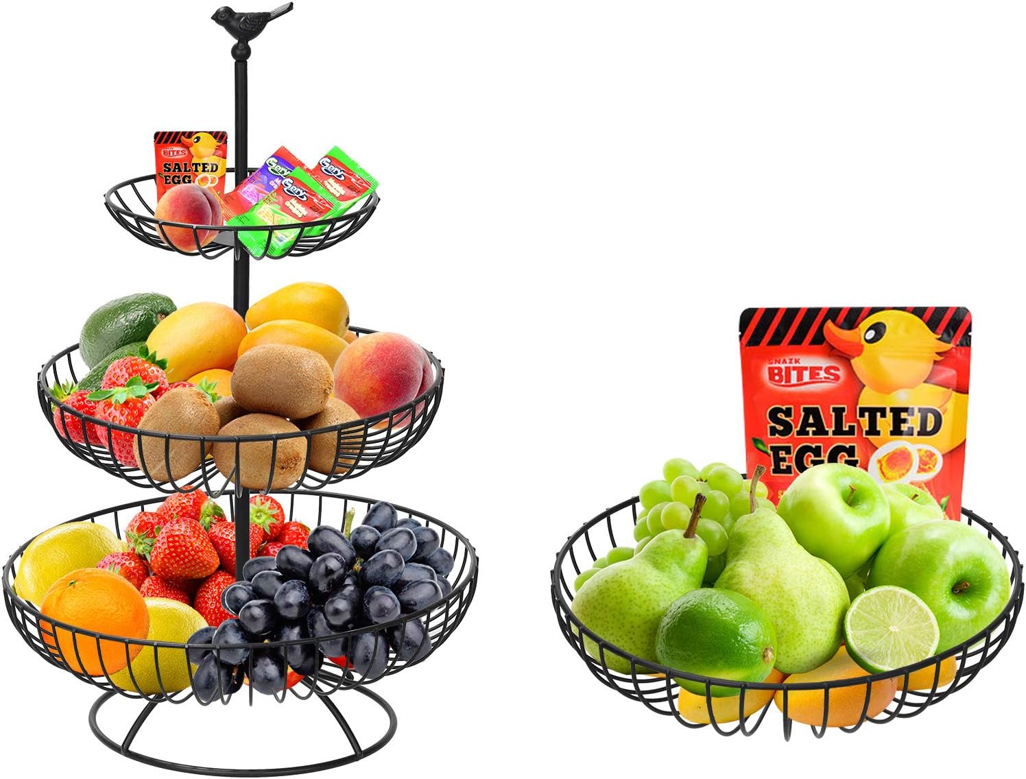 Hossejoy Fruit Basket for Kitchen Counter, 3-Tier Large Capacity Fruit Bowl, Fruit Vegetables Basket Bowl Storage - Image 4