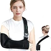 KONSEDIK Arm Shoulder Sling,Breathable Medical Sling with Shoulder Pad,support for Women and Men Rotator Cuff Injury,Left or Right Arm,Elbow,Clavicle Fracture Post-Surgery(Black,Medium)