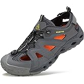 HUMTTO Men's Amphibious Closed Toe Hiking Sandals Quick-Dry Water Shoes Non-Slip Athletic Adjustable Outdoor Fisherman Beach Summer Walking Travel Shoe
