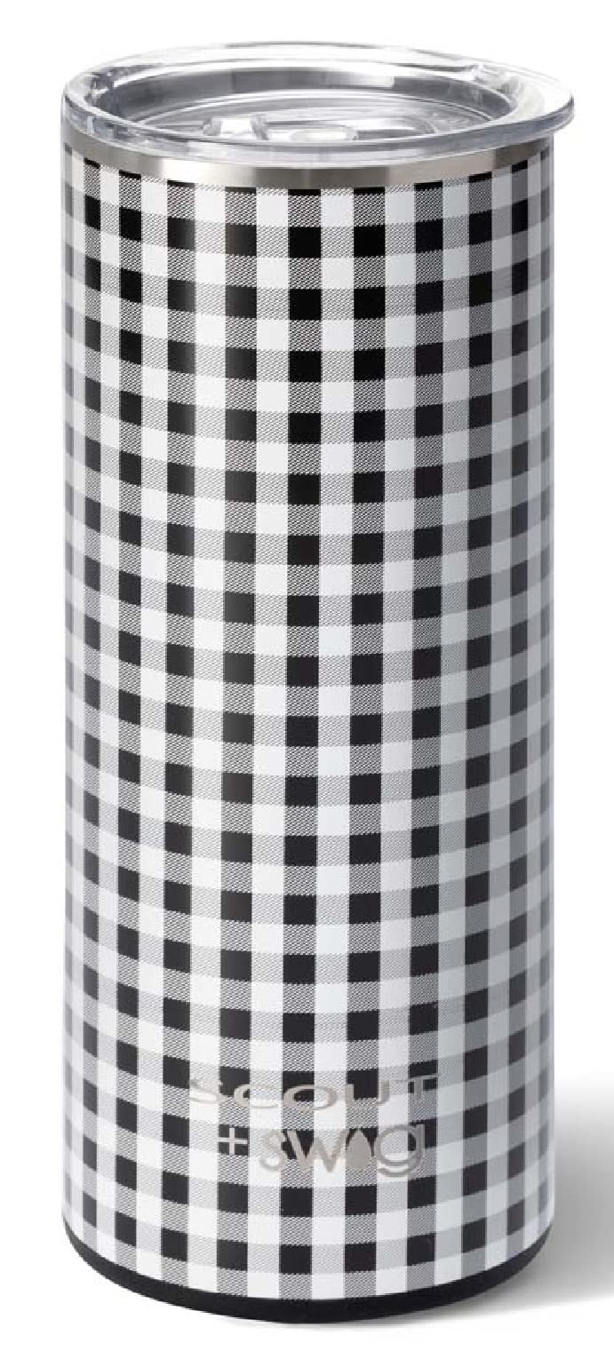 Swig Life 20oz Triple Insulated Stainless Steel Skinny Tumbler with Lid, Dishwasher Safe, Double Wall, and Vacuum Sealed Travel Coffee Tumbler in SCOUT David Checkham Gingham Print