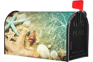Identiy Starfish and Seashell in Sea Water Mailbox Covers Magnetic Standard Size,Spring Summer Beach Magnetic Mailbox Covers Mailbox Wraps Post Letter Box Cover for Holiday Yard Decor 18"x21"