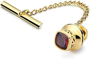 HAWSON Tie Pins Tie Tacks for Men,Crystal Tie Pin with Chain,Wedding Business Accessories.