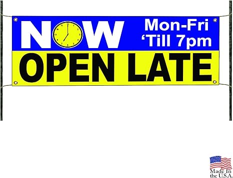 Amazon Com Now Open Late Mon Fri Till 7 Pm Office Business Banner