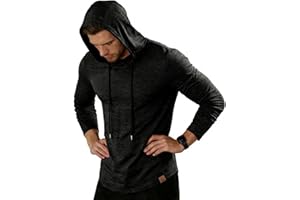 ZITY Men's Hoodie Gym Muscle Hooded Shirt Long Sleeve Gym to Street T Shirts Sport Tops Athletic Sweatshirt Running M-3XL