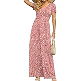 DB MOON Womens 2026 Summer Maxi Dresses Casual Short Sleeve Empire Waist Spring Long Dress with Pockets