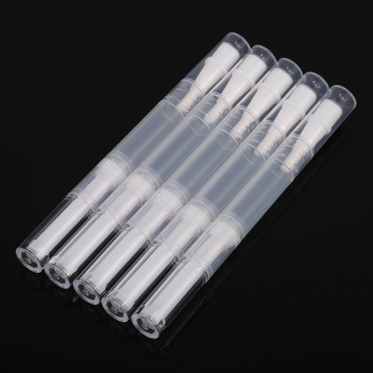 Maxdot 5 Pack 3 ml Twist Pens Empty Nail Oil Pen with Brush Tip, Cosmetic Lip Gloss Container Applicators Eyelash Growth Liquid Tube (Transparent) : Beauty