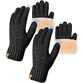 ARFNKIM Thermal Winter Gloves-Fleece Lining Touch Screen Knit Stretchy Warm Gloves for Running Cycling Riding- Men Women