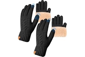 ARFNKIM Winter Thermal Gloves-Fleece Lining Touch Screen Knit Stretchy Warm Gloves for Running Riding Hiking - Men Women