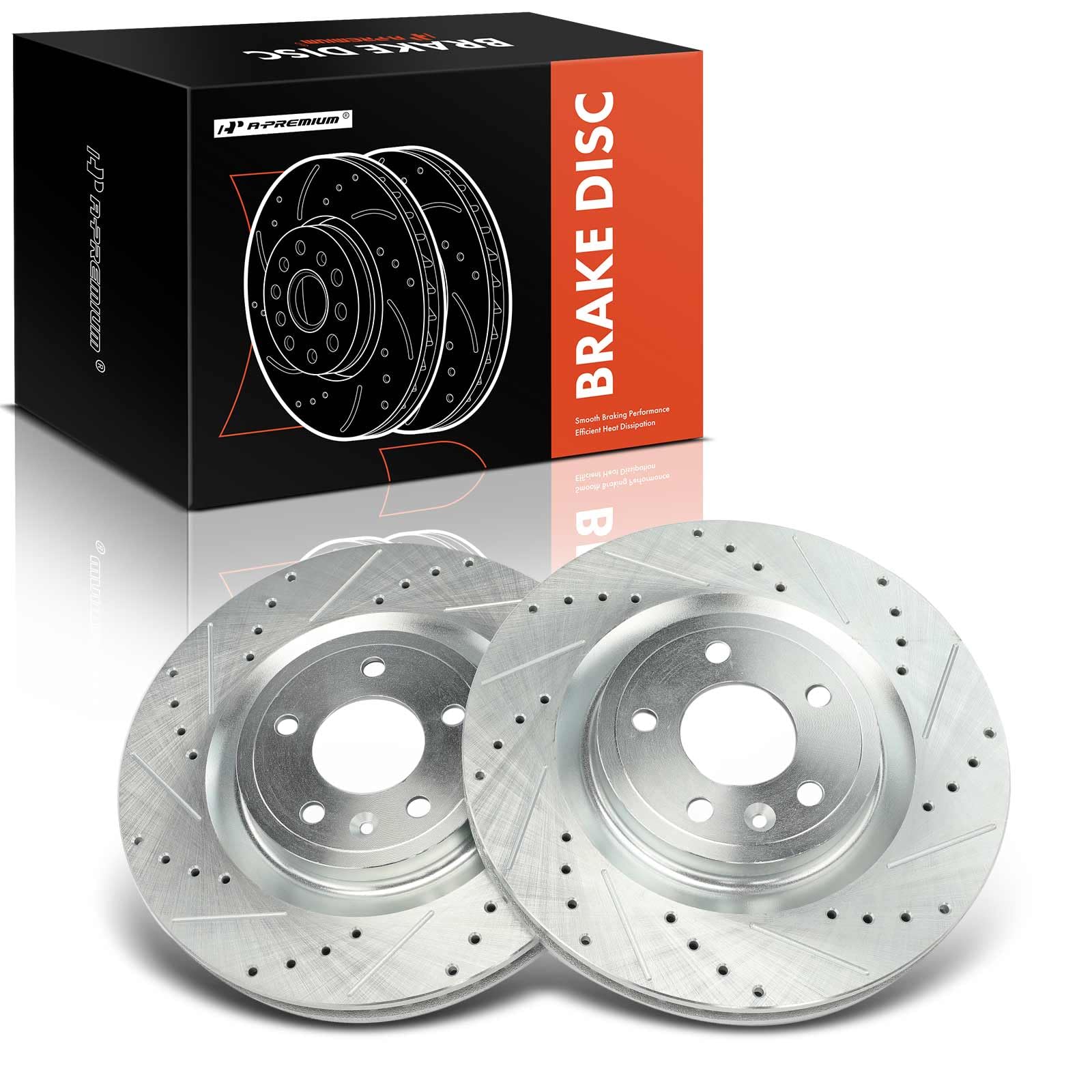 Photo 1 of A-Premium 2-PC Set 13.23 inch (336mm) Front Drilled and Slotted Disc Brake Rotors Compatible with Select Ford 2011 2012 2013 2014 Mustang