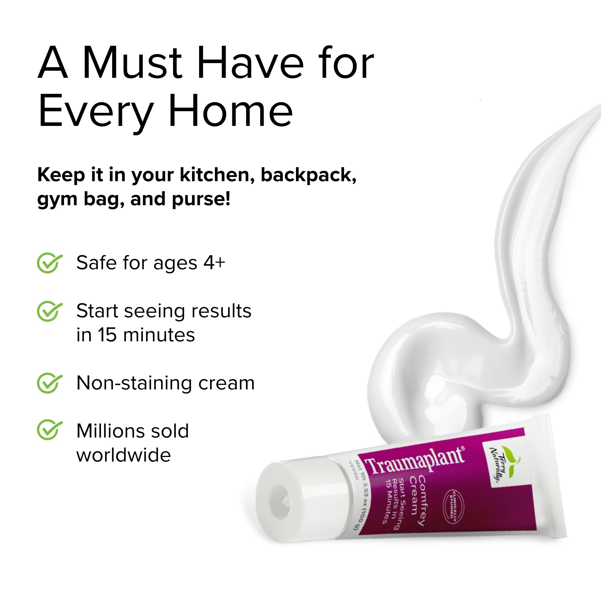 Terry Naturally Traumaplant Comfrey Cream - Cream with Herbs -Travel Size Ointment - 3.53 oz