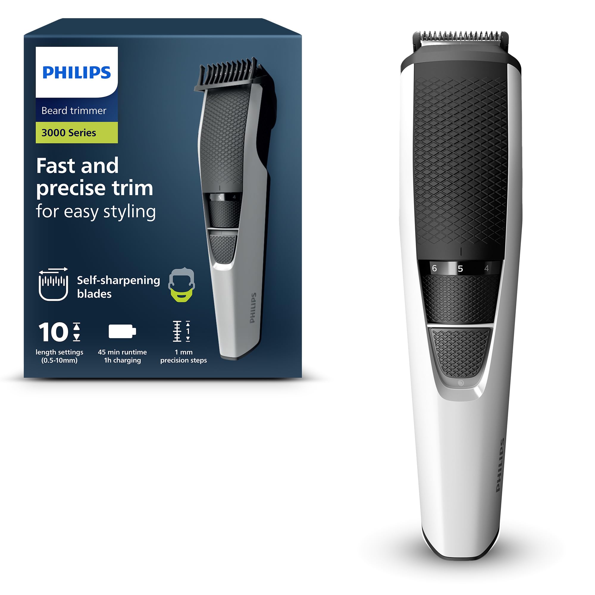 "Philips Beardtrimmer 3000 Series, Beard Trimmer with Lift & Trim Technology (model BT3206/14)"