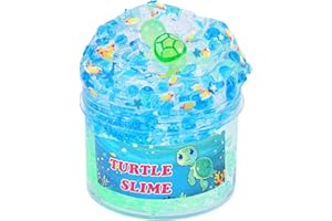 HAIXFORU Clear Glitter Slime Kit with Little Turtle Toy for Girls Age 6-14,Crunchy Slime Supplies for Kids,Fun DIY Craft Gift for Birthdays Party Favors