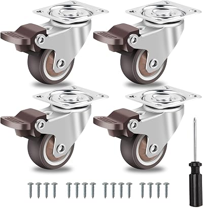 W B D WEIBIDA 2 in Castor Wheels with Brakes, 600 Lbs, 4 Pack