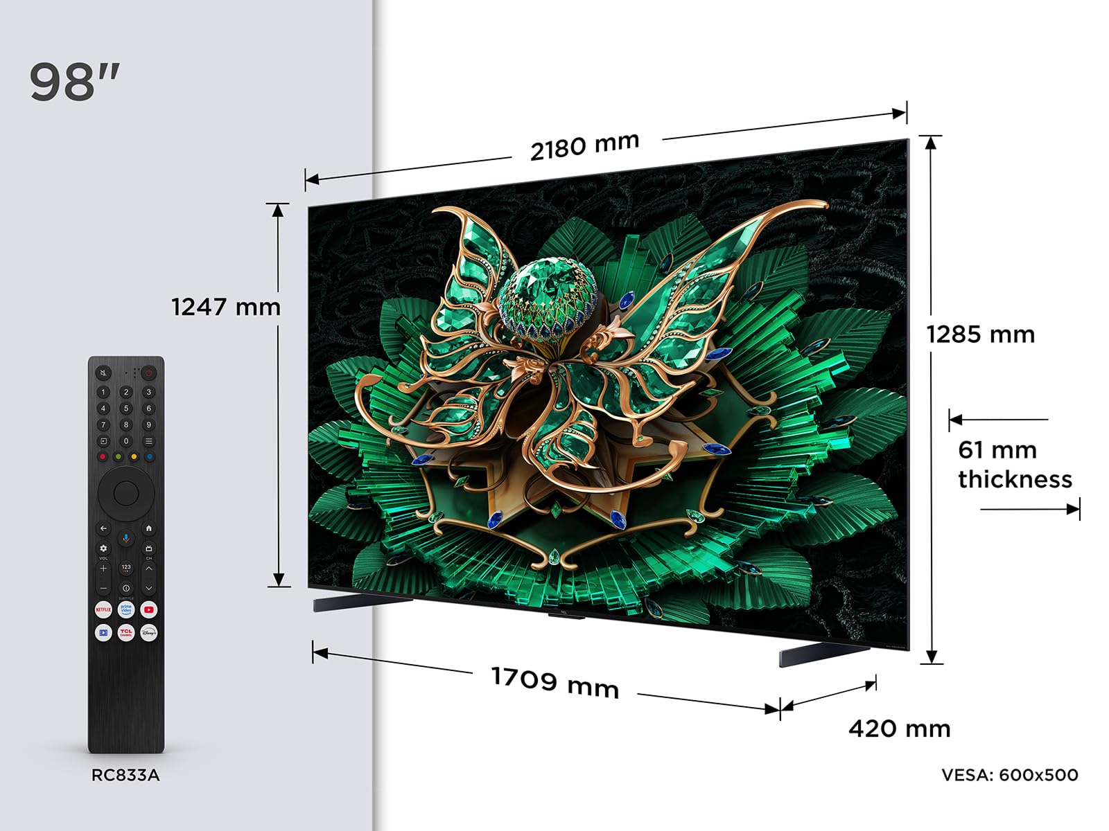 TCL 98C7K 98 Zoll QD-Mini LED Fernseher, 4K HDR Premium 3000, Smart Google TV mit 144Hz Motion Clarity Pro (Dolby Vision IQ & Atmos, CrystGlow HVA Panel) 2