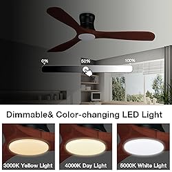 Hoenofly 52” Smart Wood Flush Mount Ceiling Fans