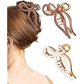 WELROG 2 Pack Metal Bow Claw Clips - Non-Slip Hair Claw Clips for Women,Elegant Large Hair Clip for Thin and Thick Hair (Gold)