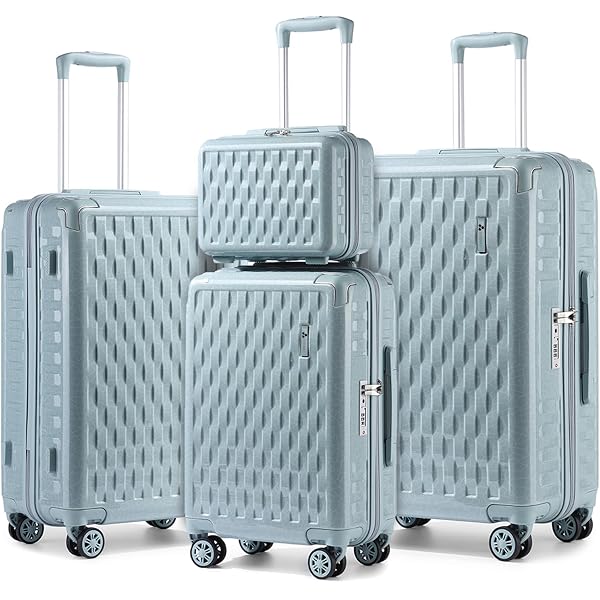 3 Piece Set Suitcase, Expandable Lightweight Hardside Travel Suitcase With Spinner Wheels And Pink Brow