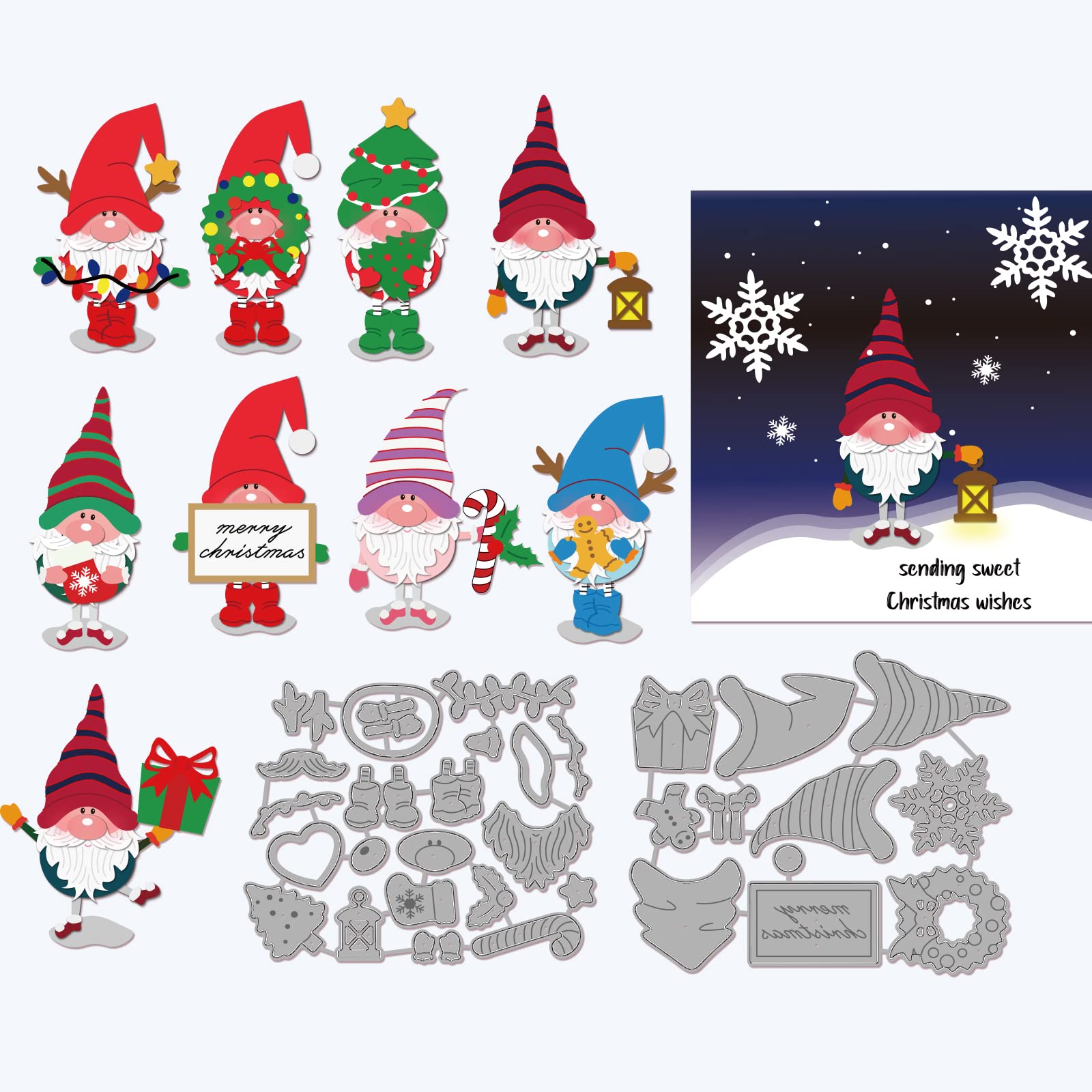 GLOBLELAND Christmas Gnome Metal Cutting Dies Christmas Santa Claus Dwarf Die Cuts for Paper Card Making Decoration DIY Scrapbooking Album Craft Decor โ image 1