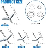 qxayxa 123 Pcs Plasterboard Fixings Wing Toggle Bolts Drywall Screws M3-M6 view 2
