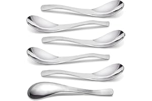 Soup Spoons, AOOSY Stainless Steel Korean Spoons, Asian Soup Spoons, 6.3 inches Heavy Duty Asian Style Thick Short Handle Sta