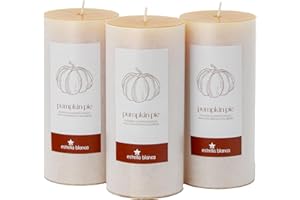 Estrella Blanca Pumpkin Pie Scented Orange Pillar Candles, 3x6 Inch Set of 3, Long Lasting Fall Candles for Home Decor, Thanksgiving Autumn Gifts for Women Men, Halloween, Holiday