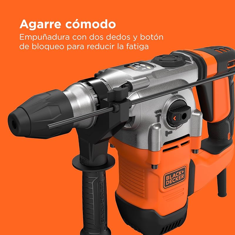 Taladro percutor SDS+, motor de 1250W, 3 modos de funcionamiento, fuerza de impacto de 3,5J, incluye brocas y cincel, BEHS03K-QS