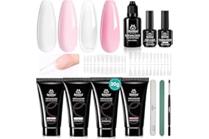 BEETLES GEL POLISH Beetles Poly Nail Extension Gel Kit, 4 Colors Pink White Poly Nail Gel Builder Nail Gel with Poly Brush & Slip Solution Nail Salon All In 1 Kit Christmas Gift for Women, UV & LED Needed