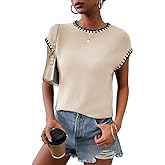 TAKEYAL Spring Sleeveless Sweater Tops for Women 2026 Cap Sleeve Trendy Tank Tops Summer Knit Sweater Vest Fashion T Shirts