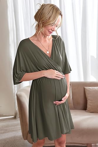 Ekouaer in Labor/Delivery/Hospital Gown Maternity Dress