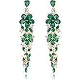 EVER FAITH Rhinestone Crystal Wedding Prom Jewelry Chandelier Flower Bridal Dangle Long Earrings for Women Bride Bridesmaid