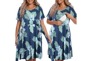 MONNURO Plus Size Nursing Nightgown Labor and Delivery Gown for Hospital Maternity Romper Sleepwear