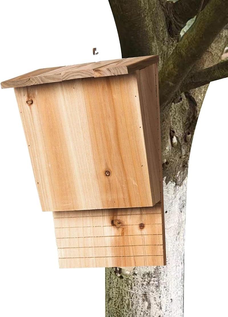 NORHI Large Wooden Bat House for Gardens UK Weatherproof Bat Nesting Box