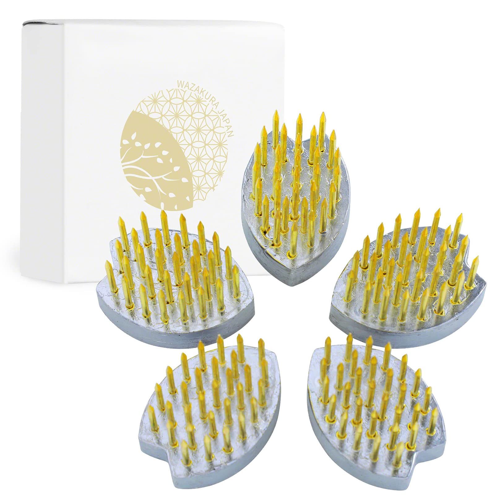 Wazakura 5PCS Sakura Blossom Kenzan Set, Made in Japan, Mini Ikebana Floral Arranging Flower Frog, florist flower arranging accessories - 5 Sakura Flower Kenzan