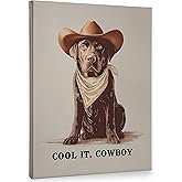 PHAMTE Western Cowboy Black Labrador Retriever Dog Wall Art Decor Canvas 11x14, Cowboy Black Lab Pictures Decorations, Western Dog Framed Prints Artwork for Bedroom Living Room Home Decor