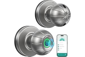 SOOWAY Fingerprint Door Lock, Smart Fingerprint Door knob, Smart Door Knob with App Control & Key, Keyless Entry Door Lock for Bedroom, Garage, Office, Closet, Pantry