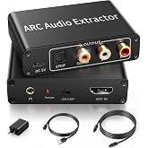 4K60Hz HDMI ARC 192KHz Audio Extractor Converter for TV Soundbar Amplifier | Comes with power adapter, supports Optical, Coaxial, RCA and 3.5mm audio output for HDTV devices