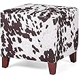Edeco Storage Ottoman with Cube Design, Footstools and Ottomans Small, 350 Lbs Load Capacity,Square Vanity Stool & Foot Rest Ottoman with Storage for Living Room