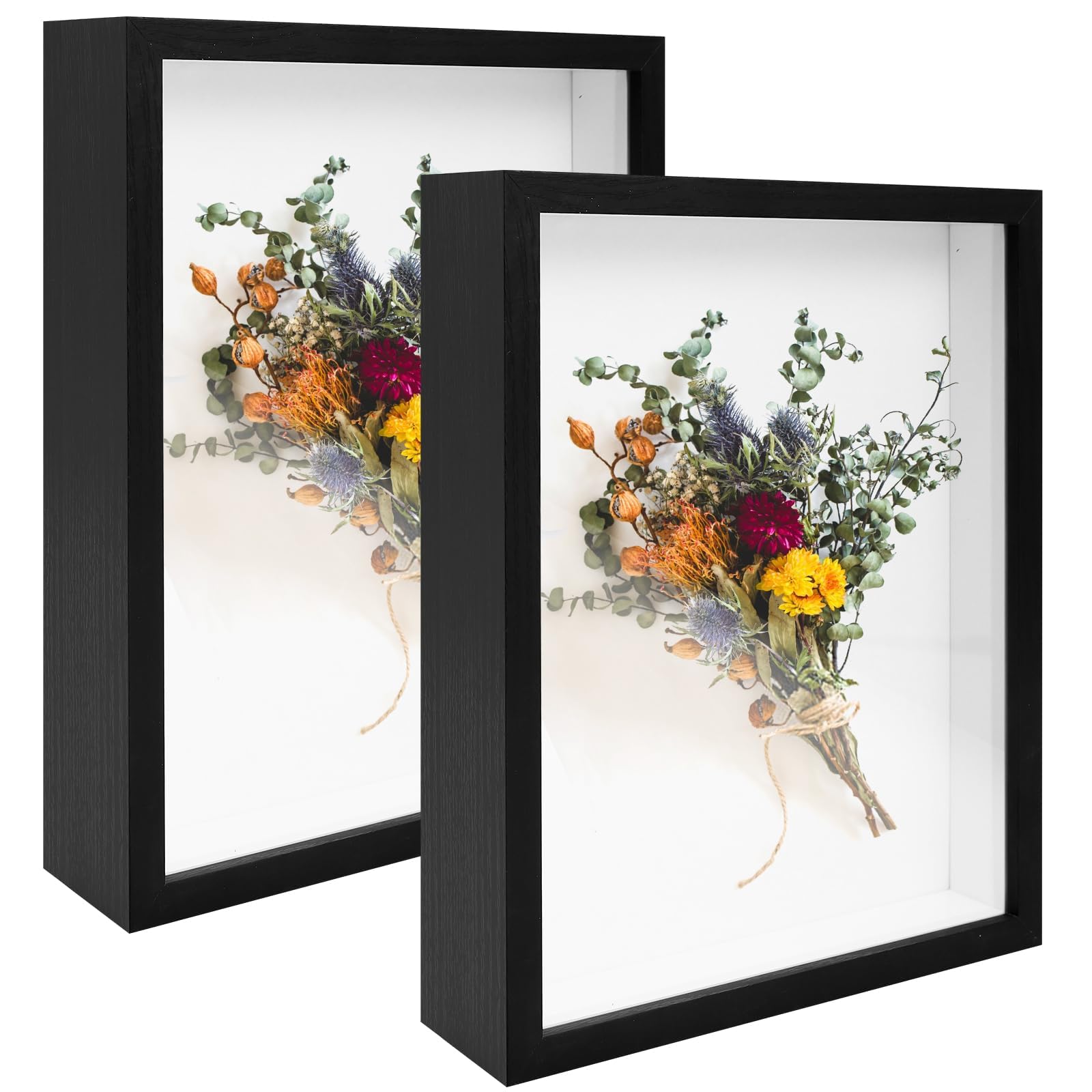 Photo 1 of 2 Pack Shadow Box Frame 8.5"x 11" Wood Deep Shadow Boxes Display Cases, Dried Flowers, Photos, Handicrafts Picture Frames for Wall Hanging Tabletop (Black, 8.5"x 11")