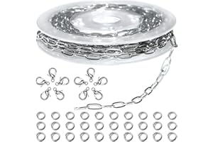 Jishi 16ft Paperclip Chain 4mm Silver Stainless Steel Paper Clip Link Chain Roll for Necklaces Jewelry Making Bracelet Craft Supplies DIY Earring Findings - Metal Jewelry Making Chain Links Bulk